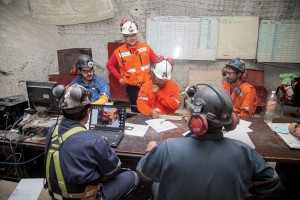 Regular meetings are routine for miners to help ensure that everyone is aware of conditions so that all people are safe.