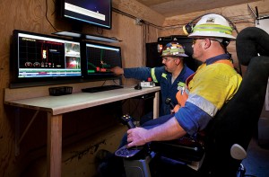 Joysticks and monitors make operating mining equipment underground much more comfortable - and safer - than actually sitting on the iron.