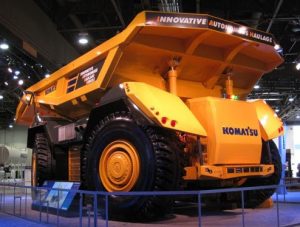 Komatsu’s autonomous haul truck has a payload capacity of 230 tonnes.