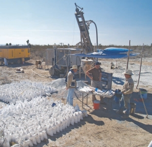 Exploration at Camino Rojo in 2008, when the project was owned by Canplats Resources.