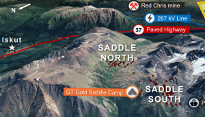 View of the Saddle prospect at the Tatogga project Credit: GT Gold 