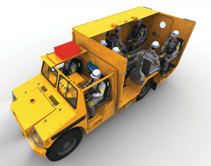 The MRV 9000 mine rescue vehicle is the result of a collaboration between several companies, including safety technology company Dräger. Credit: Dräger