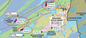 Magino deposit and exploration targets Credit: Argonaut Gold 