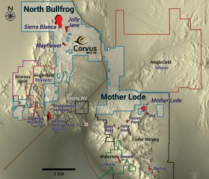 Bullfrog district land package Credit: Corvus Gold