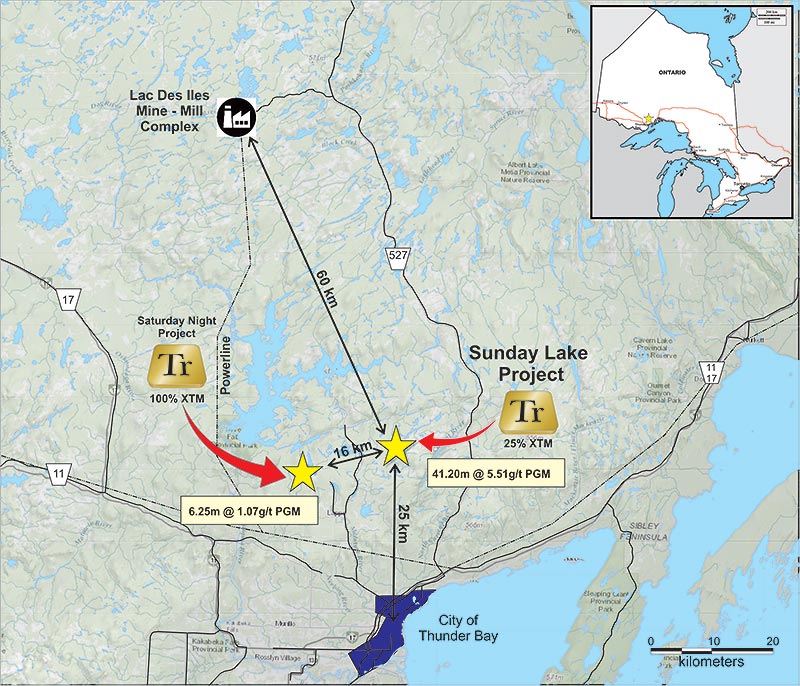 A map of the Sunday Lake project, held by Impala Canada and Transition Metals. Credit: Transition Metals
