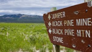 Sign pointing to Black Pine project Credit: Northern Miner staff