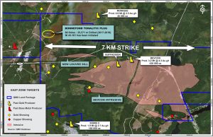 East zone targets at QMX's holdings Credit: QMX Gold