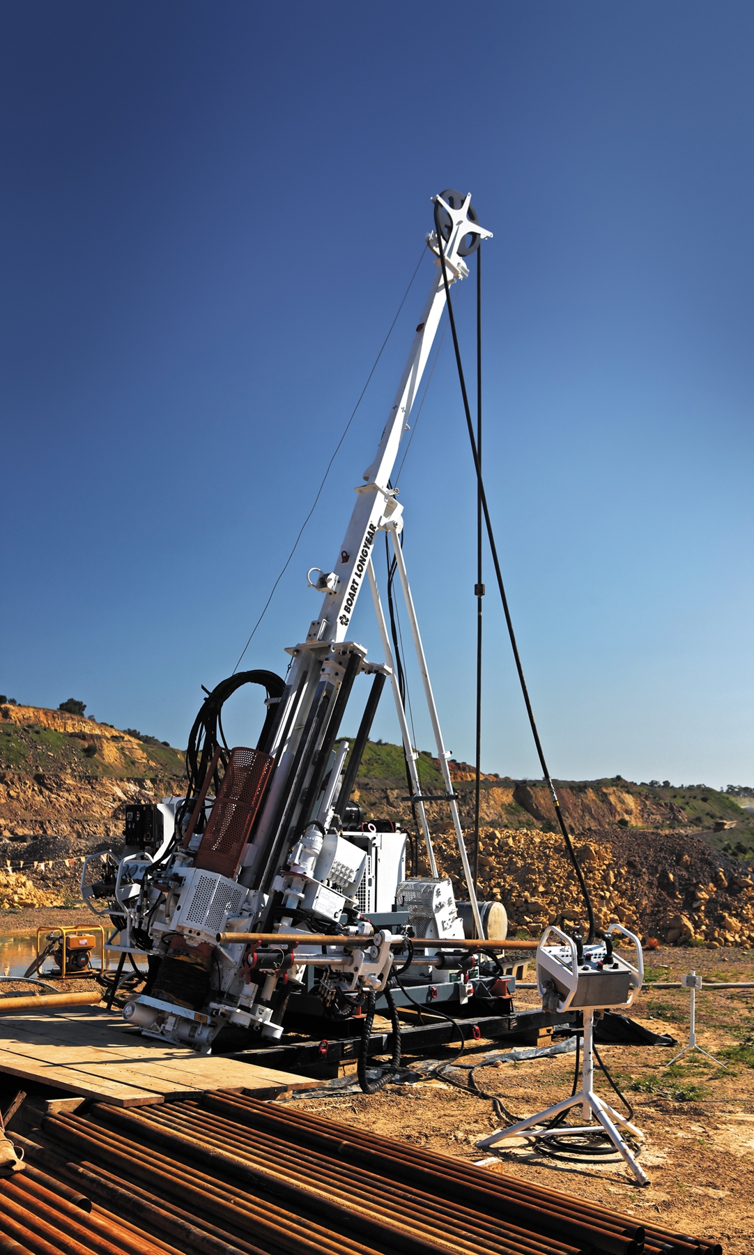 The Boart Longyear SC11 flyable drill rig.