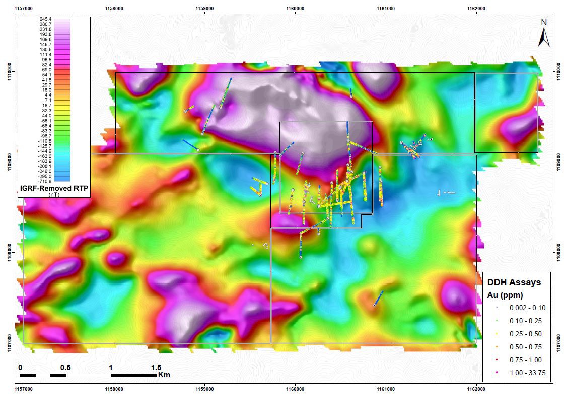 Yarumalito magnetics and drilling Credit: GoldMining