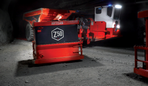 An Artisan Z50 conducting a battery self-swap. The 50-tonne haul truck is emissions-free. Credit: Sandvik
