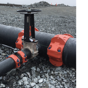 Knife gate valves used in tailings piping Credit: Victaulic