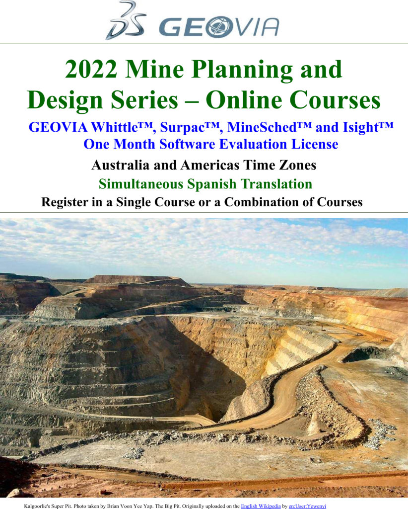 Mine Planning and Design Series Whittle, Surpac, MineSched, Gems, and